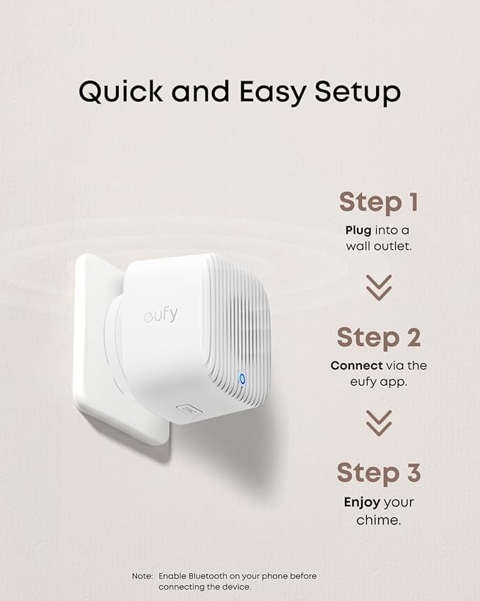 eufy Add-on Chime, Wireless Bell for Indoor, Requires Video Doorbell, No Delays, Adjustable Volume, Free Use