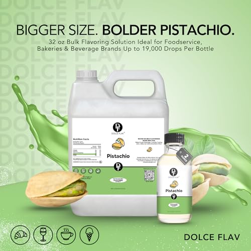 Image of Dolce Flav Pistachio Extract - 1 Gallon Water-Soluble Kosher, Sugar-Free, Concentrated Nutty Pistachio Flavor for Baking, Ice Cream & Pastries