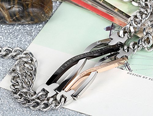 Flongo Men's Women 2Pcs I Was Born To Love You Stainless Steel Infinity Wedding Anniversary Valentine Link Bracelet, Engagement Promise His Hers Couples Bracelet, Bracelet For Couples #TOP4