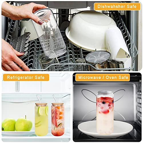 UHAPEER 2 Pack Can Shaped Glass Cup with Bamboo Lids & Glass Straw, 22oz/660ml Drinking Glasses Cup - Image 4