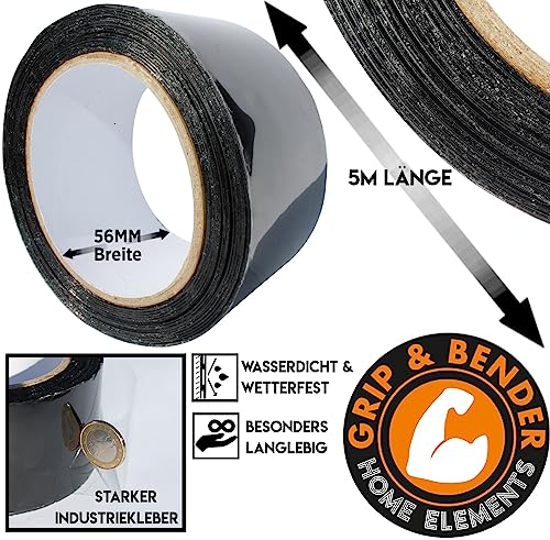 GRIP&BENDER PVC Reparatur-Klebeband (5Meter) Wasserdichtes Tape zum Abdichten – Selbstklebendes Flick-Set (56mm x 5m)