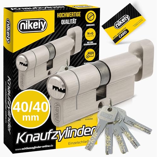 GERCAR Pro+ - Cilindro con pomello, 40/40, protezione antiperforazione, incluse 5 chiavi (extra lunghe) e schede magnetiche, 80 mm, A:40 B:40, 1 pezzo