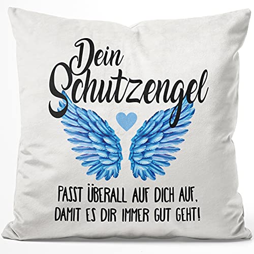 JUNIWORDS Kissen, Dein Schutzengel passt &uuml;berall auf Dich auf, damit es dir Immer gut geht!, 40 x 40 cm, Flauschig Samtweich Weich