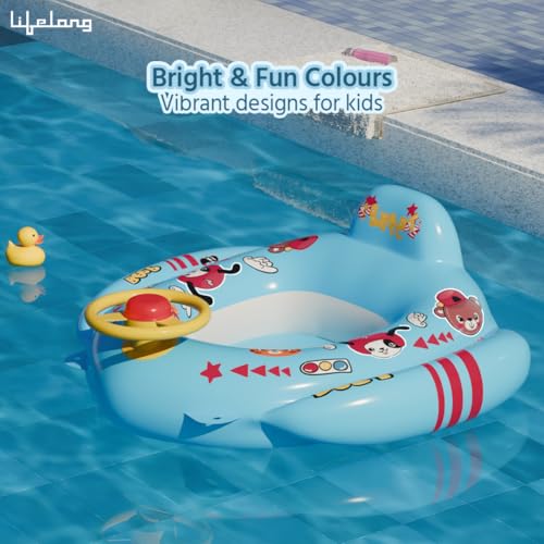 Lifelong Swimming Tube Inflatable Swim Ring Pool Float Aid Baby Seat Safe Anti-flip Kids Cartoon Swimming Ring(Blue) - Image 5