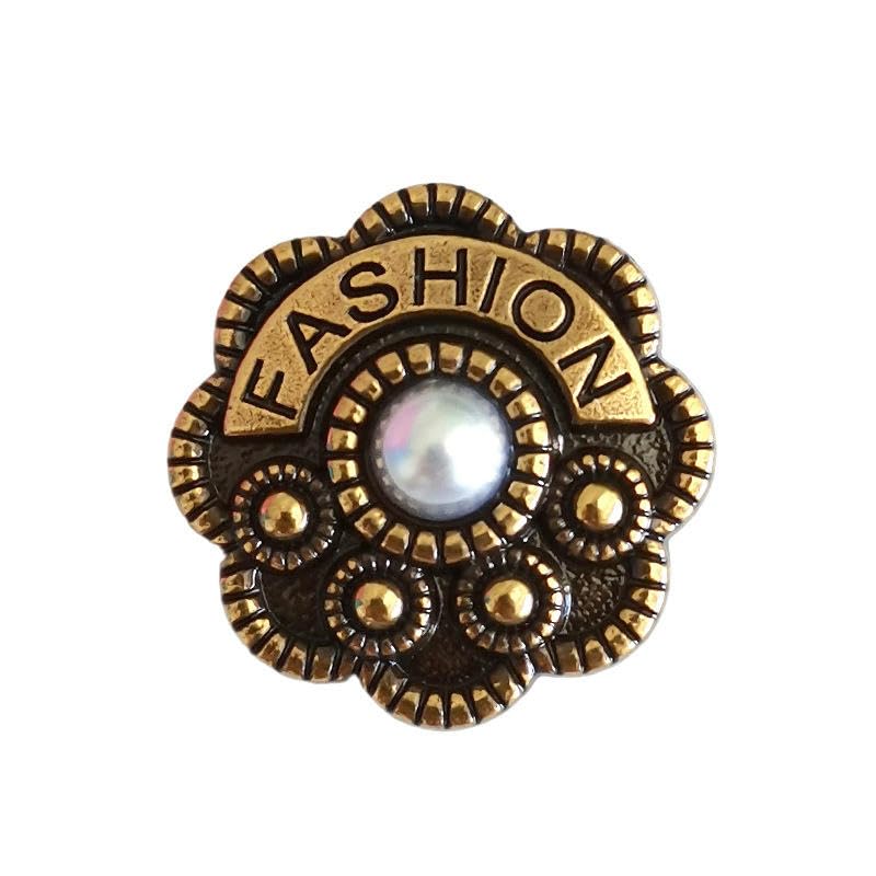 Bottoni da cucito con perle in metallo, 10 pezzi, gambo vintage rotondo