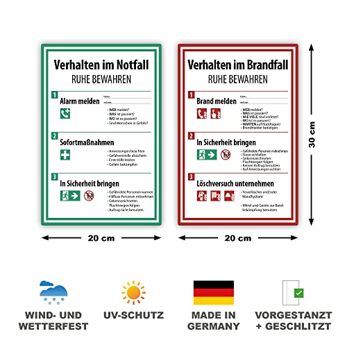 10x Hochwertige Aufkleber verhalten im Brandfall/Notfall in A4 | 21 x 29,7cm Sticker mit UV Schutz für Außen-und Innenbereich - Image 3