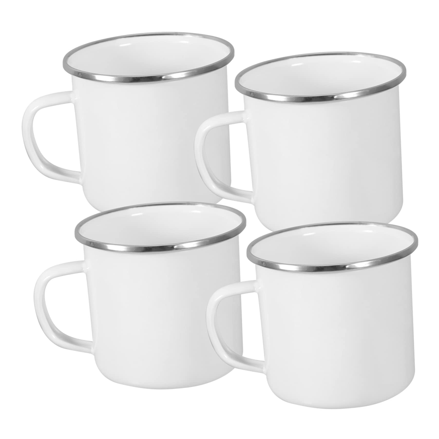 4 Stück Emaille Tasse Weiß Leichte Camping und Kaffeebecher mit Griff Große Kapazität für Drinnen und Draußen