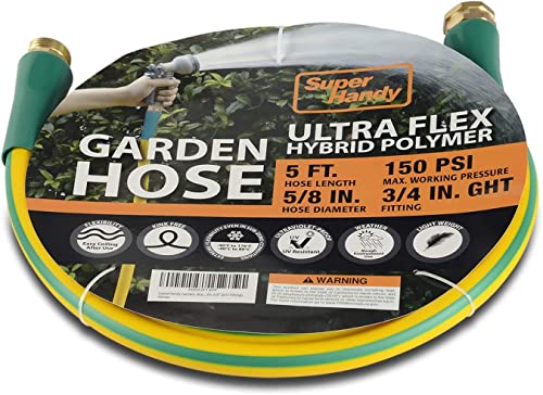 SuperHandy Tuyau d'arrosage pour Lavement de Jardin13mm x 1.5m Tuyau d'entrée en polymère Hybride Ultra-Flexible Commercial très résistant. Pression Max. 150 PSI/10 Bar avec raccord en plastique Cover