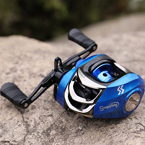 Image of Sougayilang Baitcasting Reels, Super Smooth Baitcast Reel with Magnetic Braking System Baitcaster Reel-Blue-Right