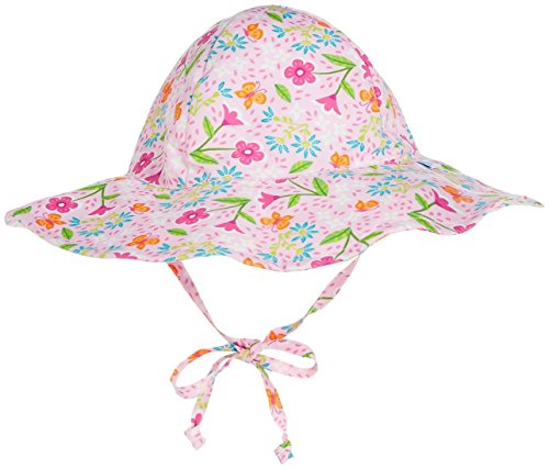 i play. by green sprouts baby boys Brim Sun Protection | All-day Upf 50+ Sun Protection for Head, Neck, & Eyes infant and toddler hats, Pink Spring Garden, 9-18 Months US