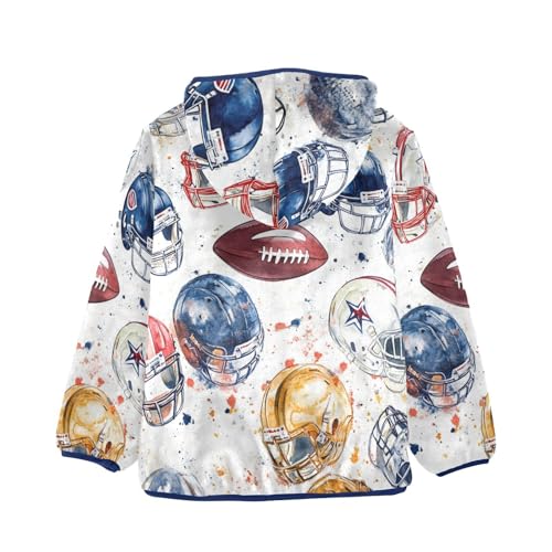 Watercolor American Football Girls Fleece Jacket Girls Fall Jacket Girls Zip Up Hoodie Girls Sherpa Jacket 2-10T2