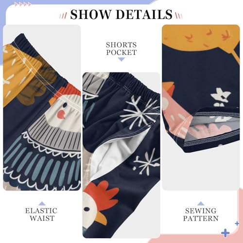 Chicken Snowflake Boys Long Pants Soft Trousers Elastic Waist Kids Lounge Bottoms with Pockets S-XL4