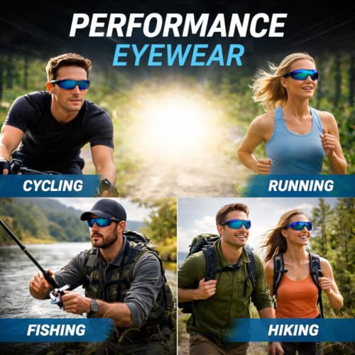 Image of Cycling Goggles for Men & Women | Sports Goggles UV400 Protection | Oversized Sports Sunglasses for Cricket, Running, Driving, Fishing, Hiking & Outdoor Activities (Black : Violet)