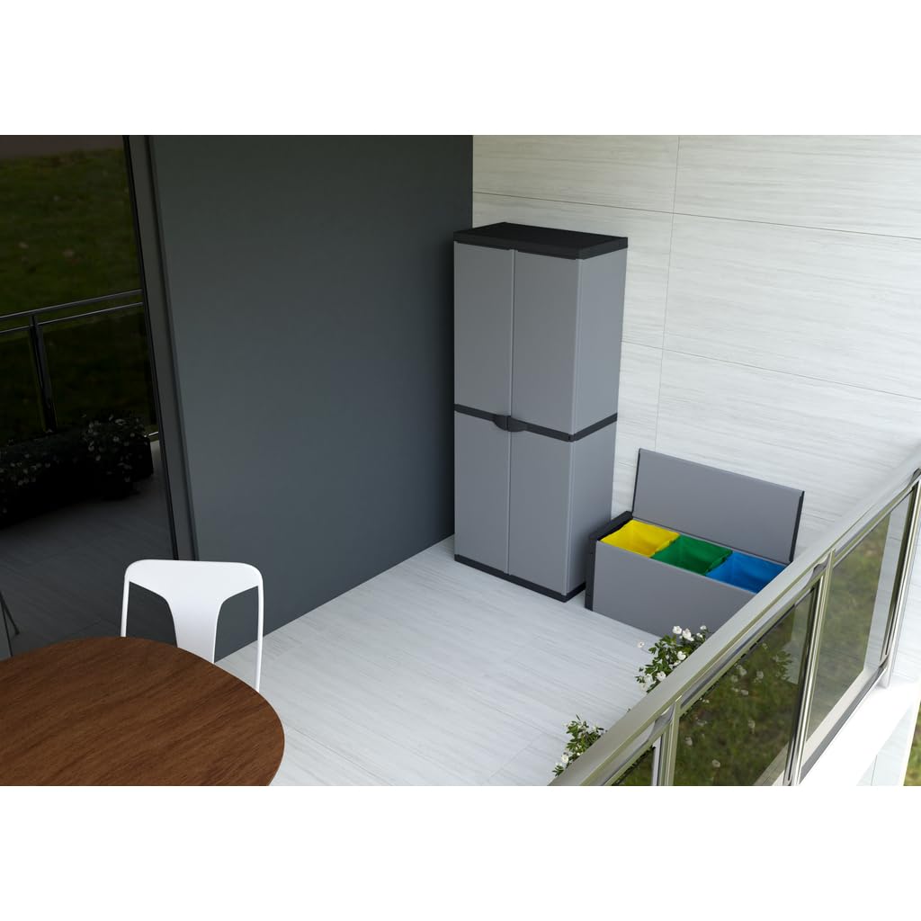 Kreher® Armadio Modular System Kunststoffschrank - Universalschrank, Spindschrank, Nischenschrank oder Schwerlastregal - für Keller, Garage & Werkstatt (1, Universalschrank mit 3 Böden)