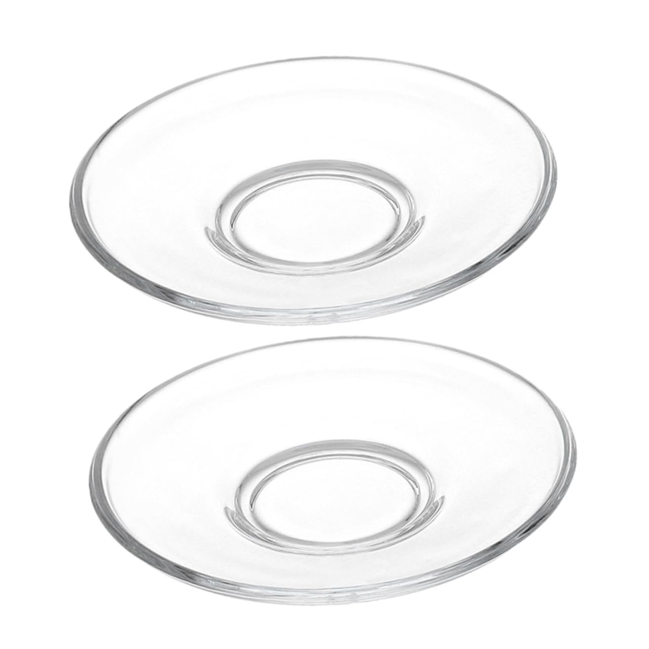BIUDECO Stylish Glass Tea Cup Saucers 2pcs Saucer Plates Dessert Trifle Dish Glass Dinner Plates