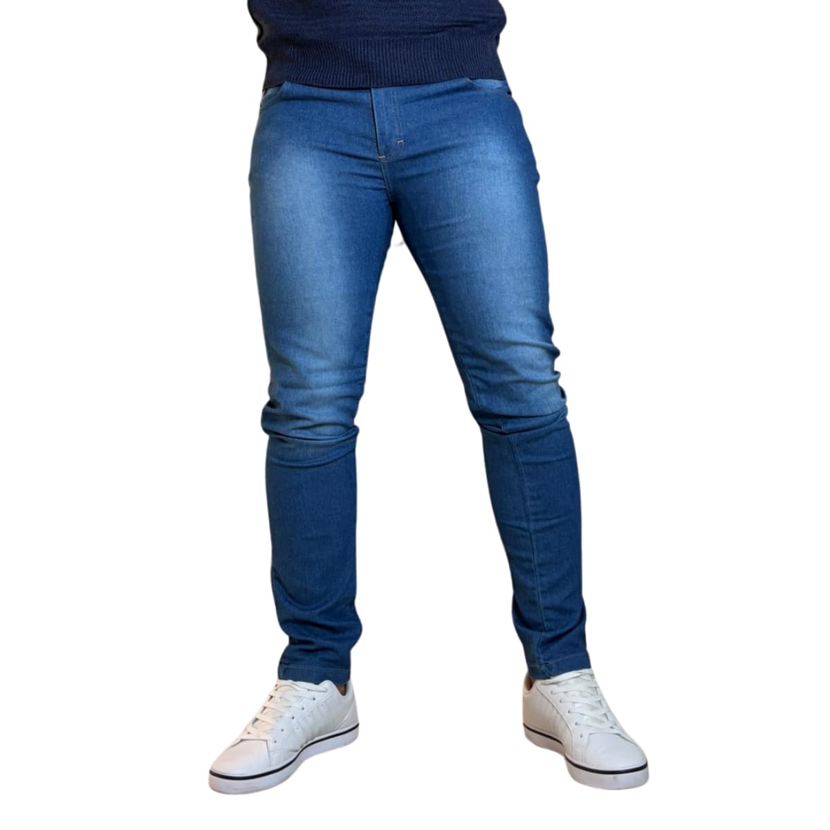 CALÇA Jeans Masculina AZUL ESCURO COM USED - Elastano Premium