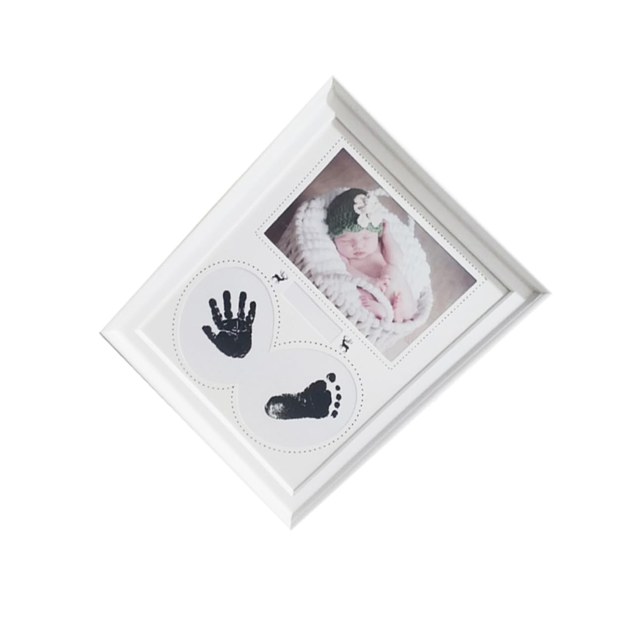 Abaodam Baby Photo Frame Handprint Footprint Newborn Baby Photo Frame for Boys and Girls