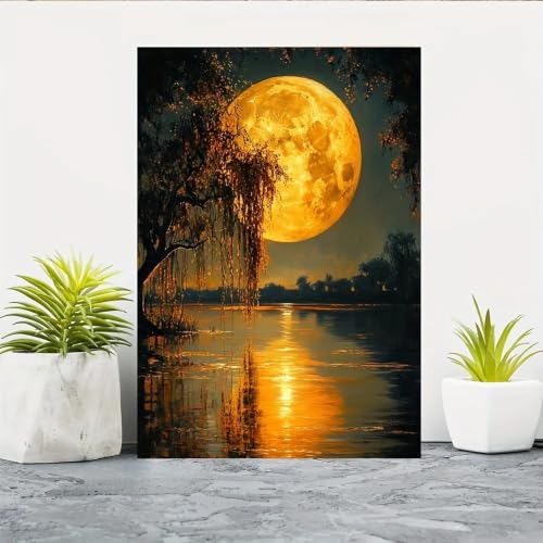 Tableau sur toile Saule au clair de lune pour une poésie murale