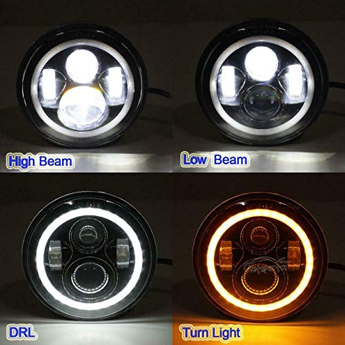 Autofu 7'' Round Headlights With Turn Signal Halo Dot Conversion Kit Fits For Volkswagen Beetle Classic, 2 Sealed Beam Lights Replace H6024 H5024 H6012 H6014 H6015 H6017 Led High Low Beam/Drl #TOP1