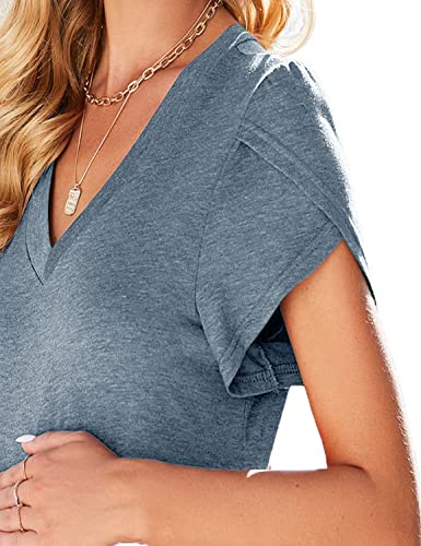 Czzzyl Womens T Shirts Casual Blouse Tulip Short Sleeve Maternity Clothes Nursing Tops For Breastfeeding Tee (Navy,Large) #TOP3