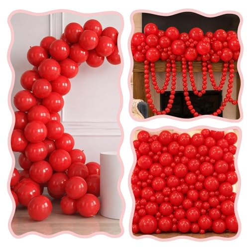 Image of Red Link Balloons,120Pcs 6Inch Red Latex Linking Balloons for 4th of July Birthday Baby Shower Wedding Anniversary Valentine's Day Party Decorations