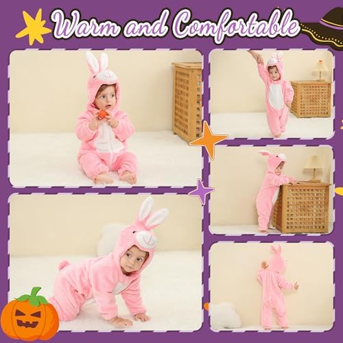 MICHLEY Baby Romper Flannel Jumpsuit for 24-30 Months, Cosplay Outfits Pink — view 4