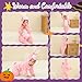 MICHLEY Unisex Baby Costume Winter and Autumn Flannel Romper for 2-6 Months, Animal Cosplay Jumpsuit Pink Size 70