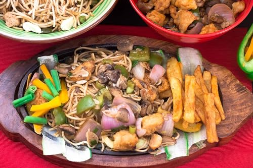 Shradha Trading Fajita Pan with Wooden Tray, Sizzling Brownie Sizzler Plate/Tray with Wooden Base - Image 7