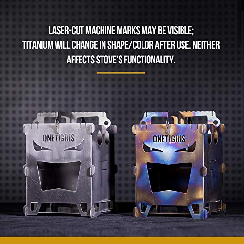 Onetigris Rocuboid Camping Backpacking Titanium Stove Portable Foldable Burning Wood Stove For Outdoor Hiking Picnic Bbq,Weights 460G/16.2Oz #TOP3