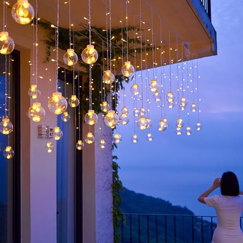 SAVE-Z イルミネーションライト クリスマスライト ストリングライト 3.5M 8種点灯モード リモコン付き カーテンライト ベランダ飾り USB 電池 両用 2WAY LEDライト (暖色)
