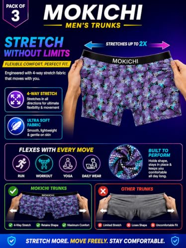 Image of Men's Printed Boxer Briefs | Comfortable Trunk-Style Innerwear with Elastic Waistband | Multicolor Pack of 3