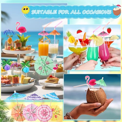 Potchen 200 accesorios de cóctel con sombrillitas y pitillos miniatura 5