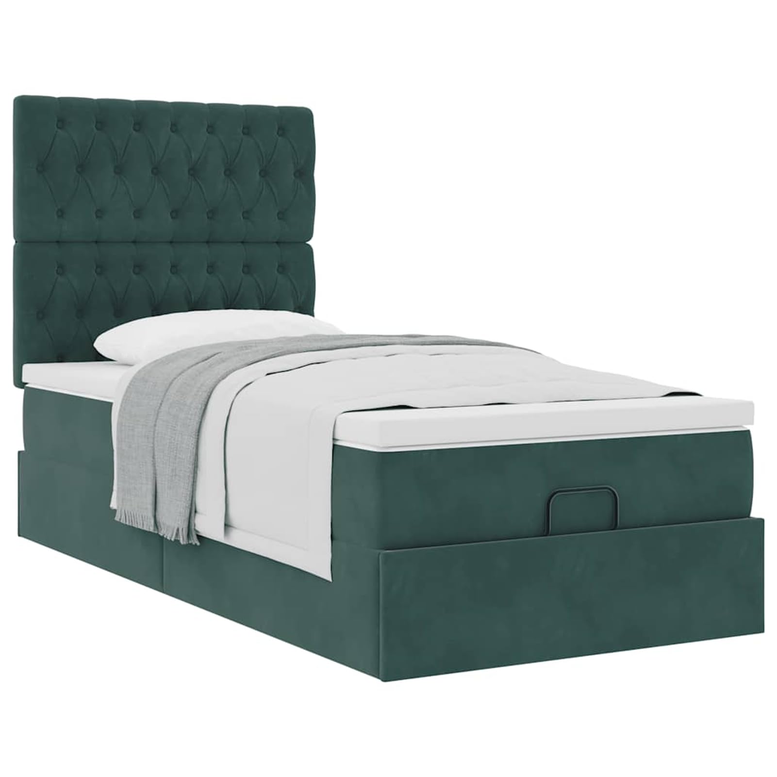Struttura Letto Pouf con Materassi, Materiale Velluto Morbido, Materasso a Molle Insacchettate, Supporto Personalizzato, Vano Portaoggetti, Sollevamento Idraulico, 80x200 cm, per Camera da Letto