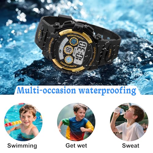 Image of Edillas Kids Digital Watch 7 Colors 50M Waterproof Sport Alarm Boys 7-15 | 7 Color Lights, 50M Waterproof, Alarm, Stopwatch, Easy to Read, Comfort Strap, Great Sport Watch for Outdoor Ages 7-15