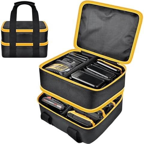 Steadtep Large Battery Storage Bag for DEWALT/for Milwaukee 20v/ 18v/ 12v Battery &Charger, Tool Batteries Carrying Case Cover for 20V 60V 2.0/3.0/4.0/5.0/6.0/9.0-Ah Battery - Double Layer (Box Only) Cover