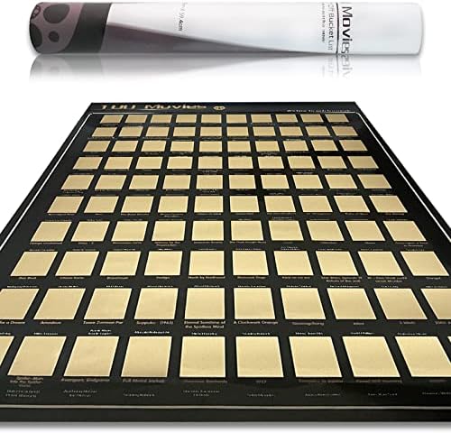100 Motion pictures Scratch Off Poster – High Film Bucket Record Poster with Scratching Instrument Should See Film Problem, Best Motion pictures for Household to Watch (16.5″ x 23.5″) (Black)