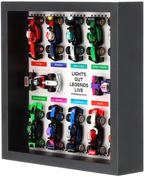Display Case compatible with LEGO 71049 F1 Collectible Race Cars Display Compatible with Ikea SANNAHED Frame, (UV Printed Panel + Black Ikea Frame)
