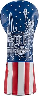 Driver Headcover - Premium PU Leather Golf Club Cover with Fur Lining - Embroidered Design, UV Resistant, Standard Club Head Fit - Americana