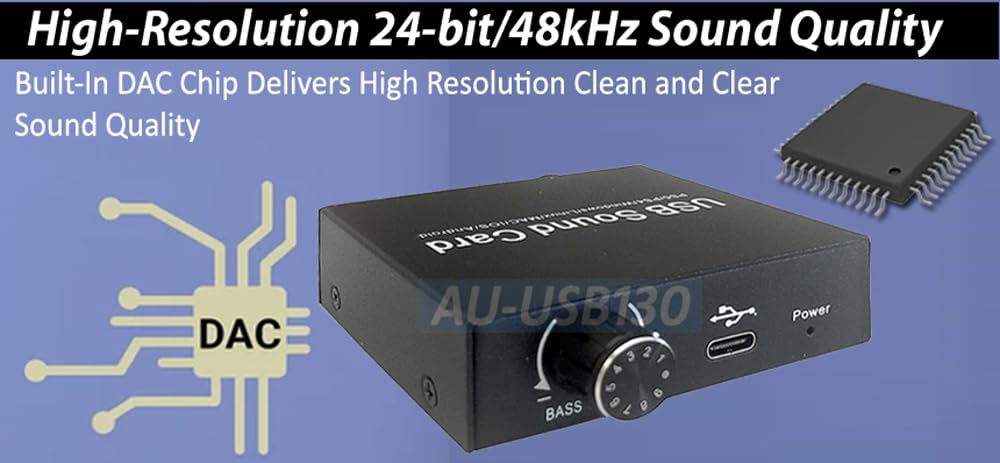 Amazon.com: Premium USB Sound Card with Volume Bass Control for PC