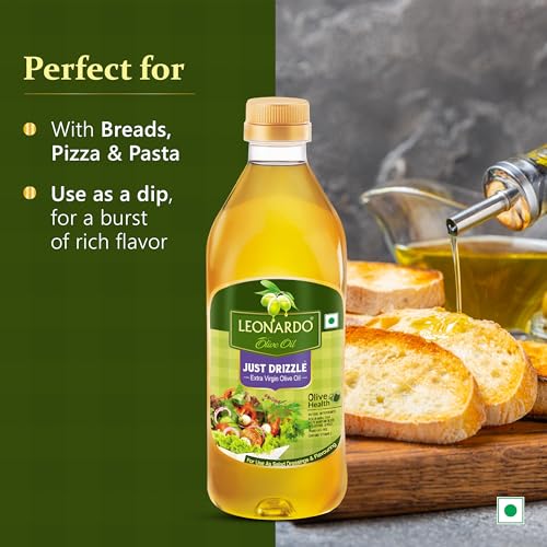 Image of Leonardo Extra Virgin Olive Oil, 1L Bottle | Premium Cold Pressed | From Italy | Made With 150+ Years of Expertise | Cholesterol & Trans Fat-Free, Rich In Antioxidants | High MUFA | Perfect For Salads, Breads, Pizza, Pasta & Grilling.