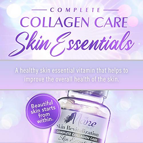 the mane choice - complete collagen care skin essentials - helps support skin elasticity hydration and overall skin health - fine line and wrinkle control - 1500mg of premium collagen 90 capsules