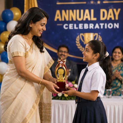 Image of High Star Trophy with Fiber Finish- 26cm, Customized Multipurpose Gold Winner Trophy for Events & Ceremonies, Best Events Trophy, Appreciation Gift (Size: 26cm x 6cm x 6cm)