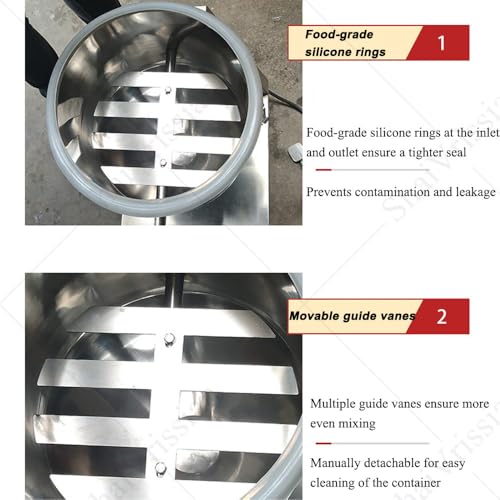 40/60 W mikser proszkowy do cząstek, mieszalnik suchego proszku ze stali nierdzewnej, obrót 360°, klipsy mocujące, łopatki prowadzące, 0-33 obr./min, łatwy do czyszczenia, do proszków, orzechów, zbóż