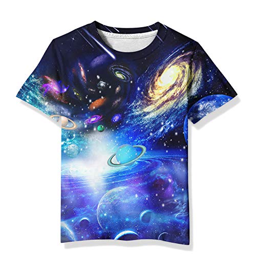 Image of Linnhoy Kids 3D Print Fashion Graphic T-Shirts for Boys Girls 6-16 Years | Unisex Colorful Short Sleeve, Crewneck, Breathable Fabric, Suitable for Daily Sport Festival Wear