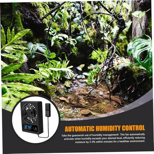Ventilation Fan for Reptile Tank Cooling Fan Dehumidifier with LED Display for Rainforest Terrarium Vivarium Improving Air Circulation for Amphibians Reptiles Snakes Snake Enclosure — view 5
