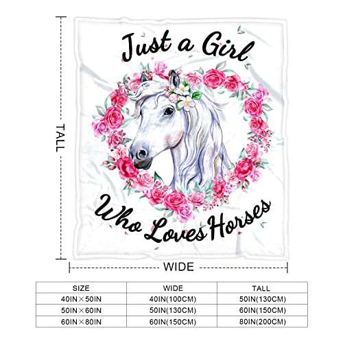 Horse Blanket For Girls - Horse Gifts For Girls/Women/Horse Lovers - Just A Girl Who Loves Horses - Soft Cozy Flannel Throw Blanket For Sofa Bed 40X50 Inch #TOP4