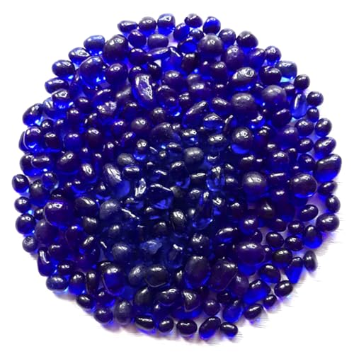 Image of WAYBER Glass Stones, 1Lb /460g Irregular Sea Glass Pebbles Non-Toxic Artificial Gemstones for Gem Display /Vase Filler /Terrarium Flowerpot Aquarium Turtle Tank Decoration, Dark Blue