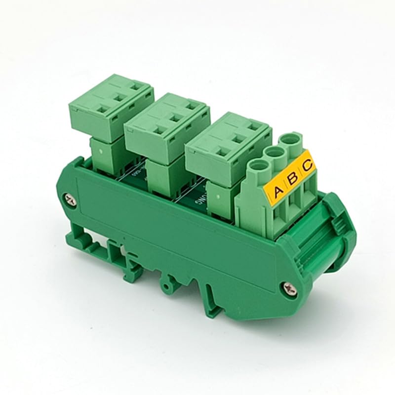 Slim DIN Rail Mount 30A/300V 3x3 Position Pluggable Terminal Block Distribution Module.