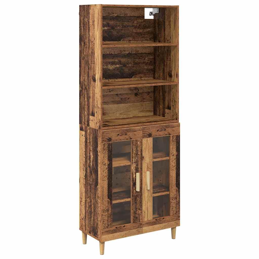 vidaXL Highboard Old Wood 69.5 x 32.5 x 180 cm Engineered Wood, Living Room Storage, Rectangular Highboard, Modern Furniture, Indoor Cabinet, Chic Organization Solution, Contemporary Design