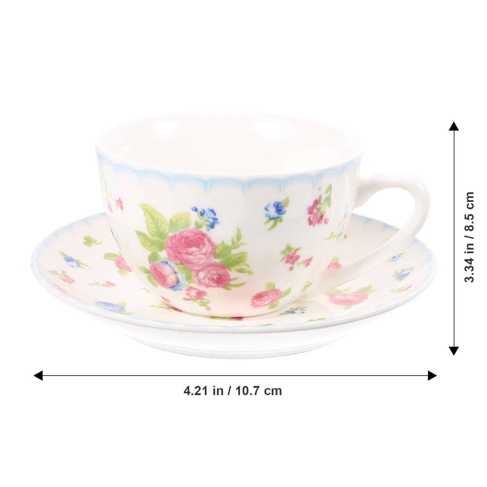 Set di Tazzine da Caffè in Porcellana Bone China 150ml Piattini, Design Retrò Elegante, Facile da Usare per Regalo Housewarming o Celebrazioni